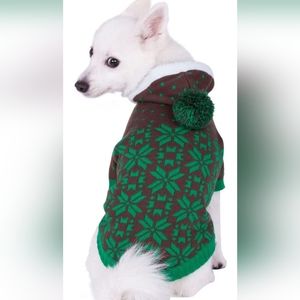 Blueberry Pet Green/Gray Christmas Holiday Festive Hoodie Sweater 16"